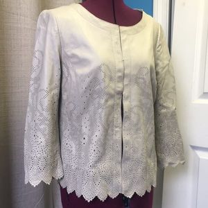 Tori Burch laser cut leather jacket